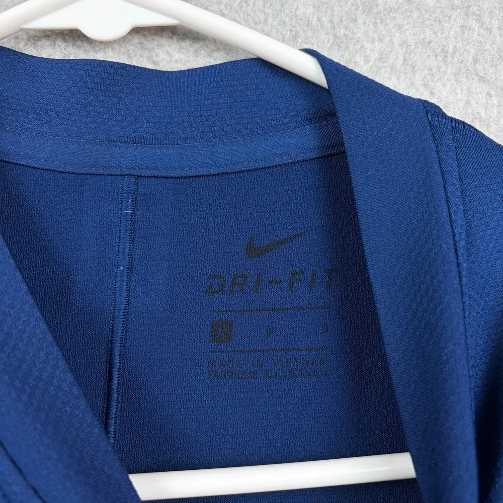 Nike Tiger Woods Polo Shirt Mens Large Blue Vapor Blade Collar Dri Fit Golf